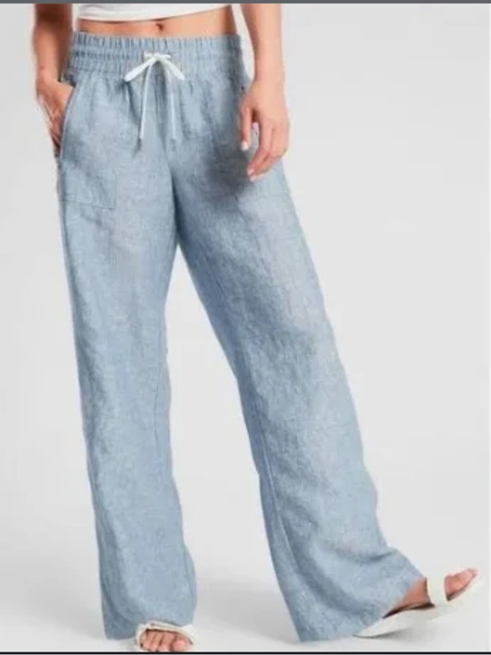 Athleta Pants - Athleta Blue Linen Cabo Wide Leg Pants